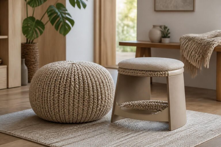 Dépendance de l&rsquo;ajout d&rsquo;une assise d&rsquo;appoint nomade envers le pouf tricoté