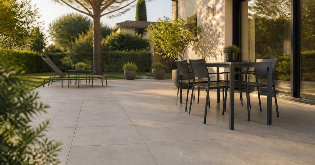 Terrasse en carrelage extérieur en grès cérame