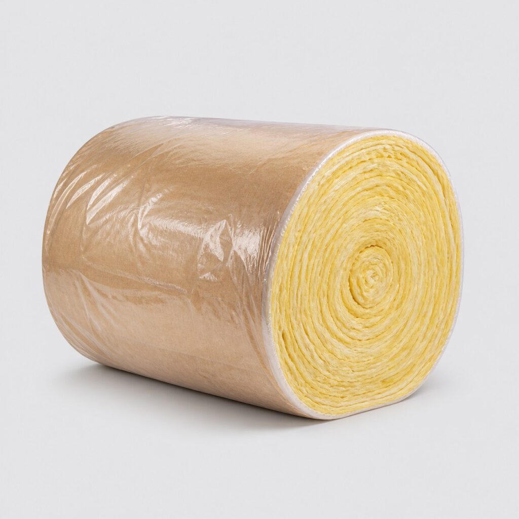 Rouleau de laine de verre 200 mm seul sur fond clair