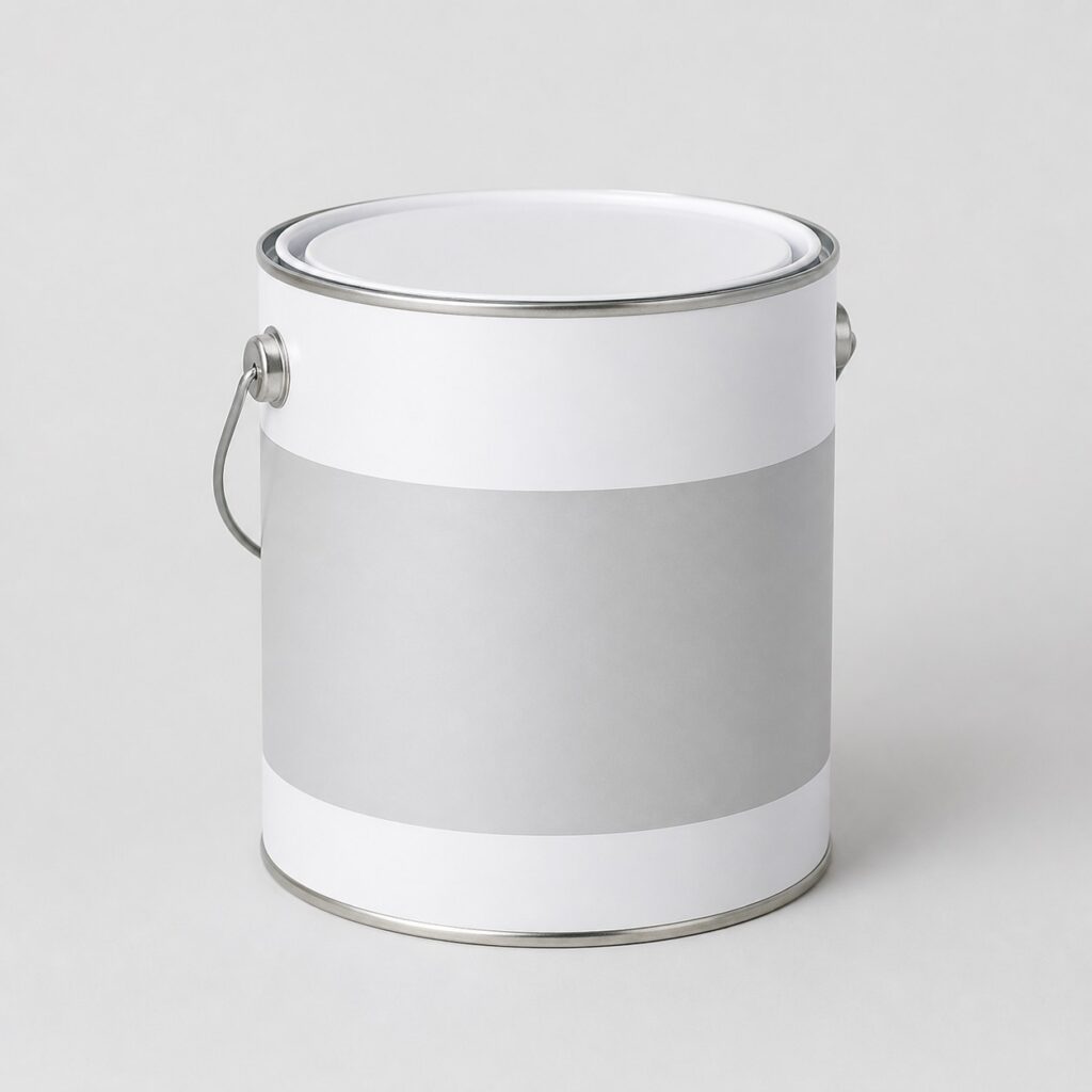 Pot de peinture bois pour portes, 2,5 L, blanc satiné, posé sur fond clair