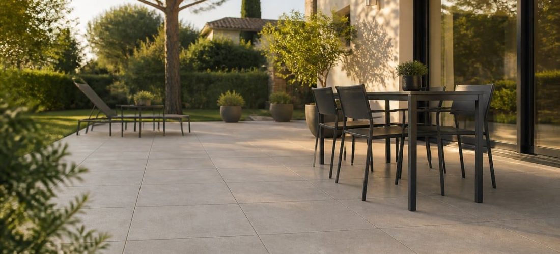 Terrasse en carrelage extérieur en grès cérame
