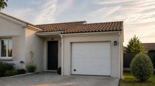 Maison avec porte de garage sectionnelle blanche